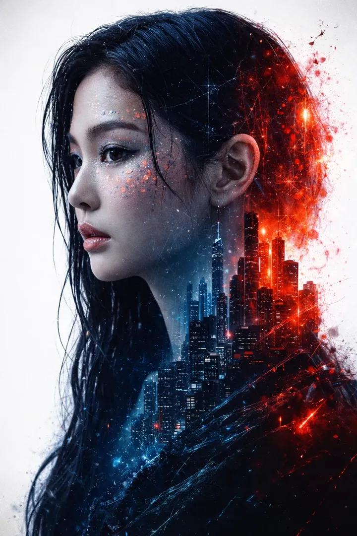 Double Exposure City Portrait
