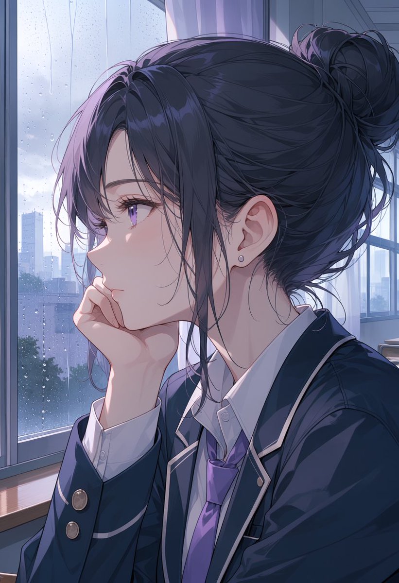 Rainy Anime Student Portrait