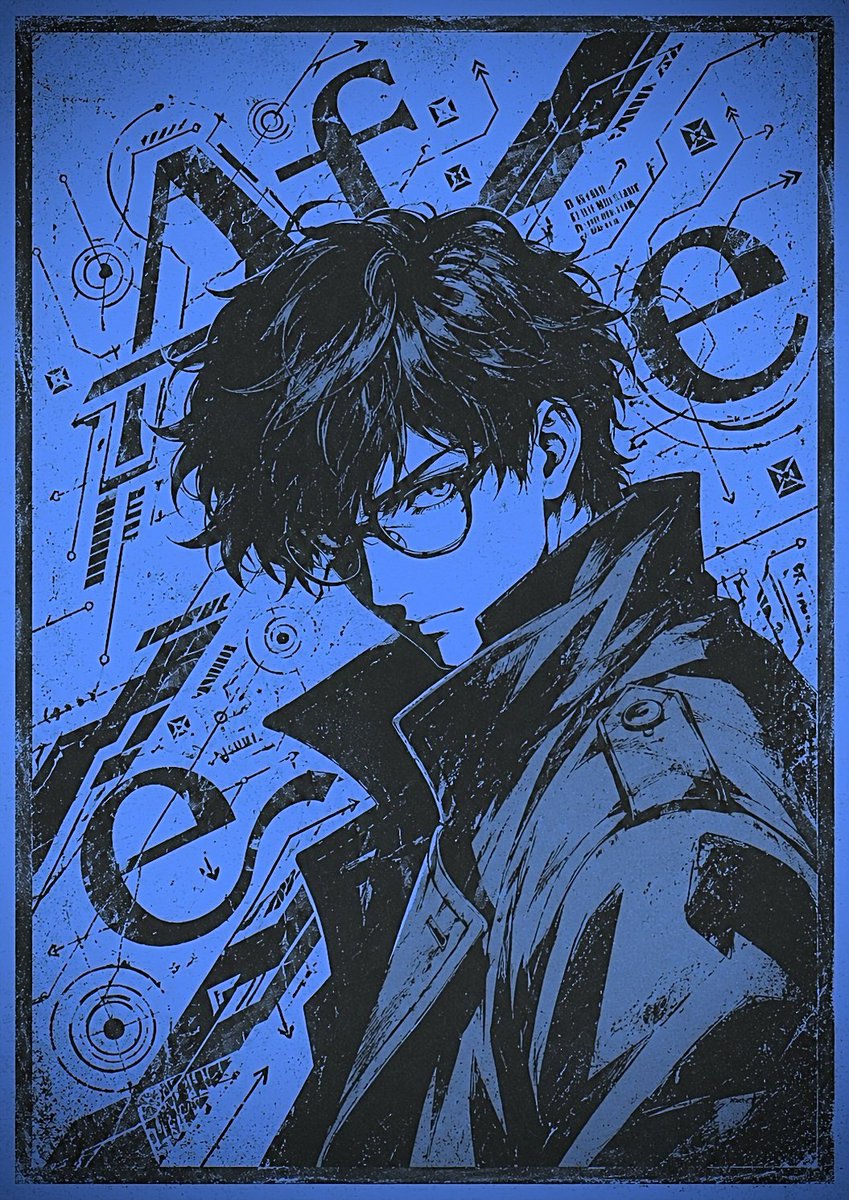 Blue Cyberpunk Manga Poster