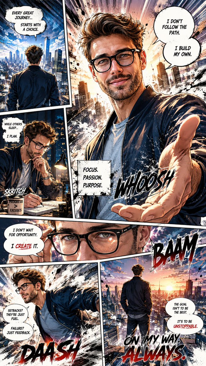 Dynamic Manga Page Illustration