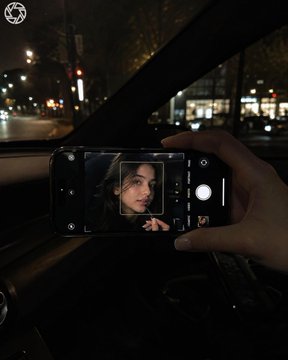 Night Car Selfie via iPhone Screen
