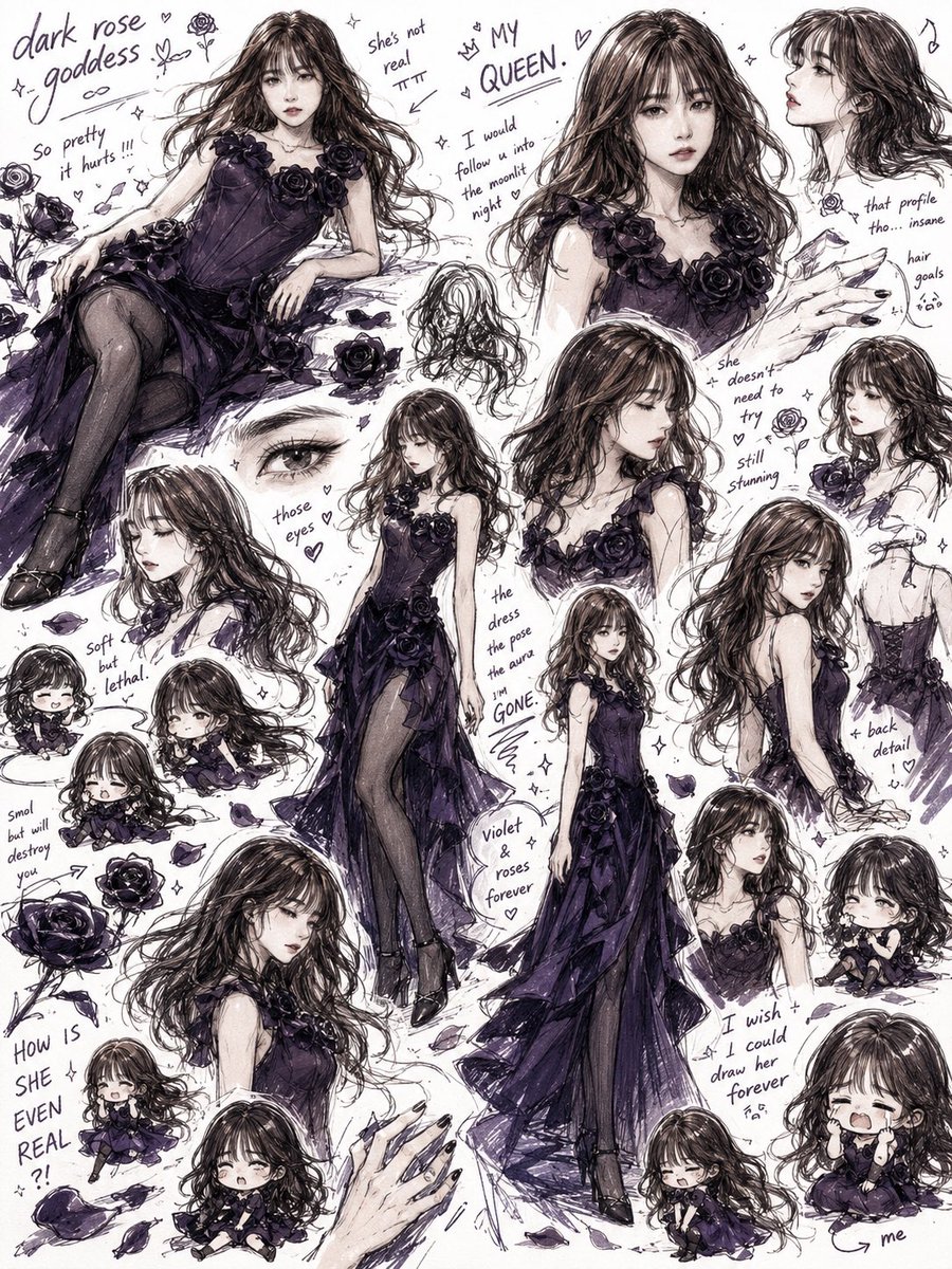 Dark Rose Goddess Sketchbook Collage