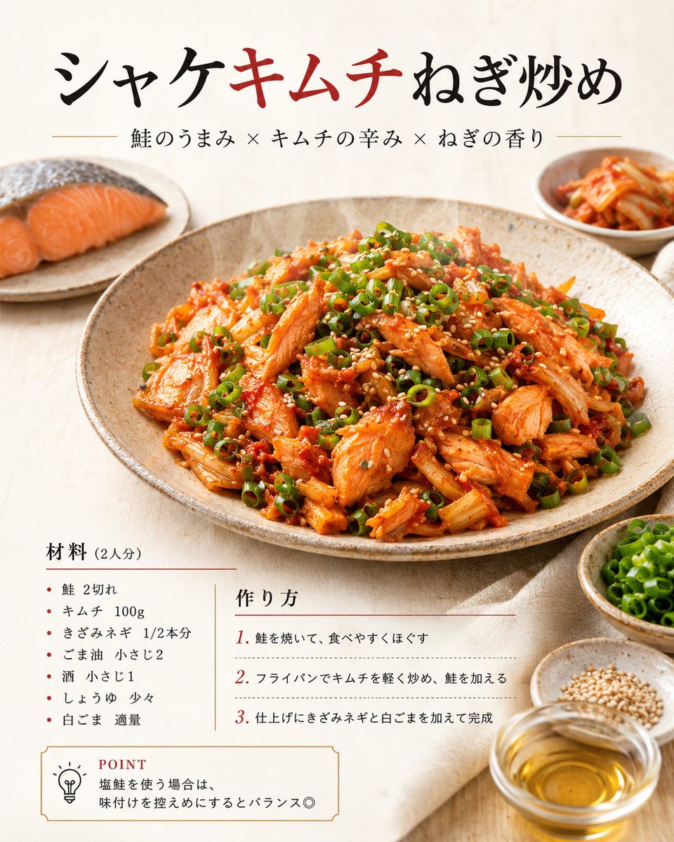 Japanese Salmon Kimchi Recipe Poster