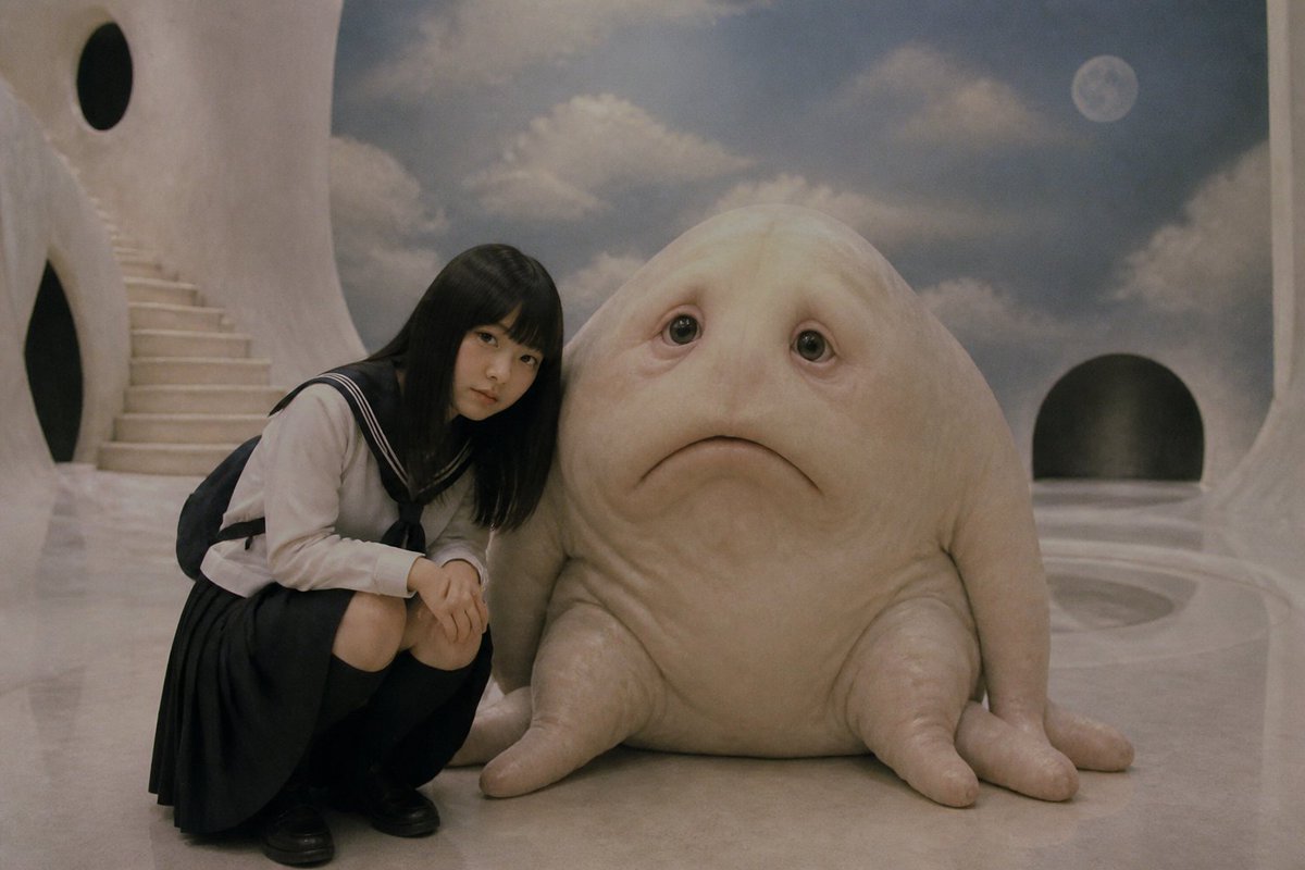 Surreal Schoolgirl and Blob Creature