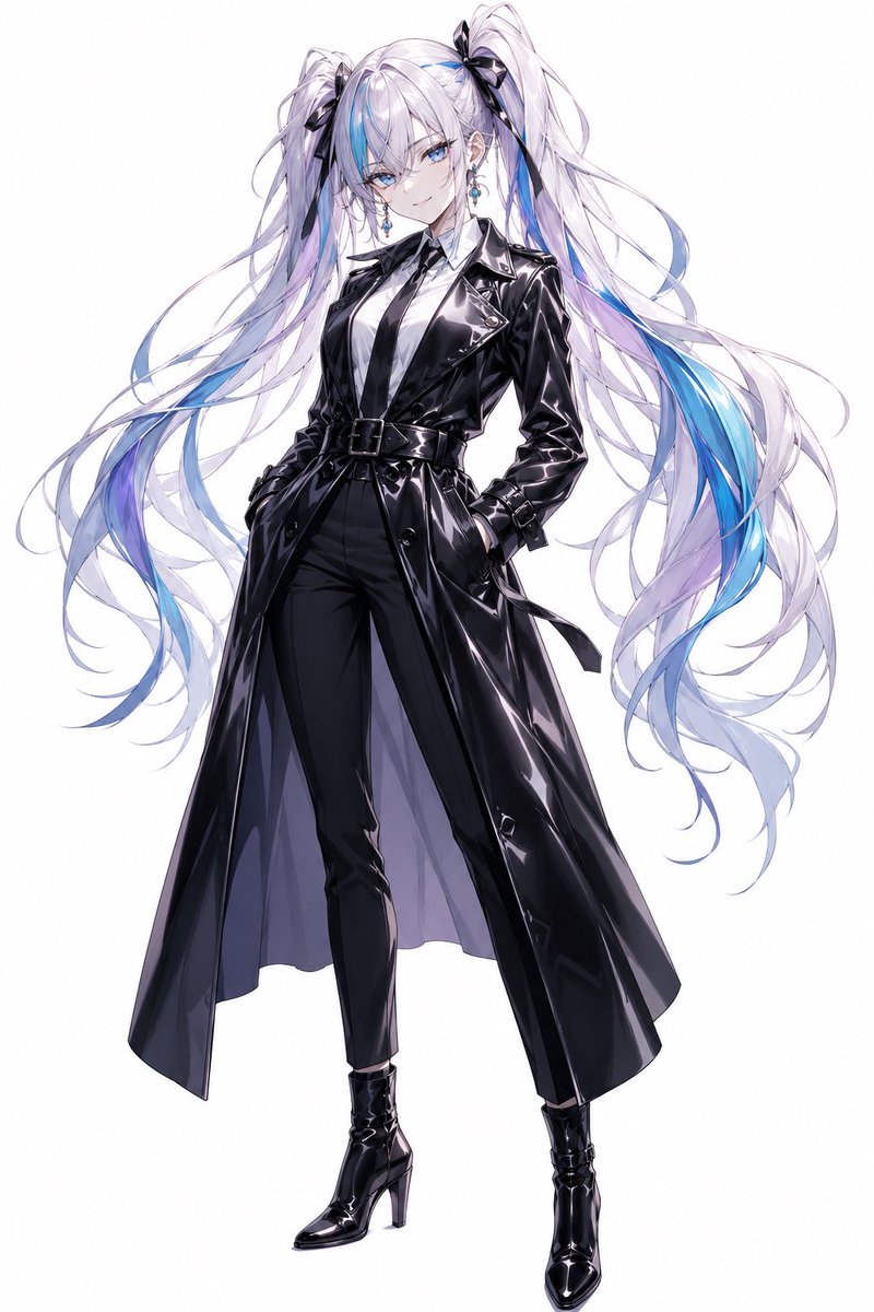 Anime Twin-Tail Patent Trench Fashion