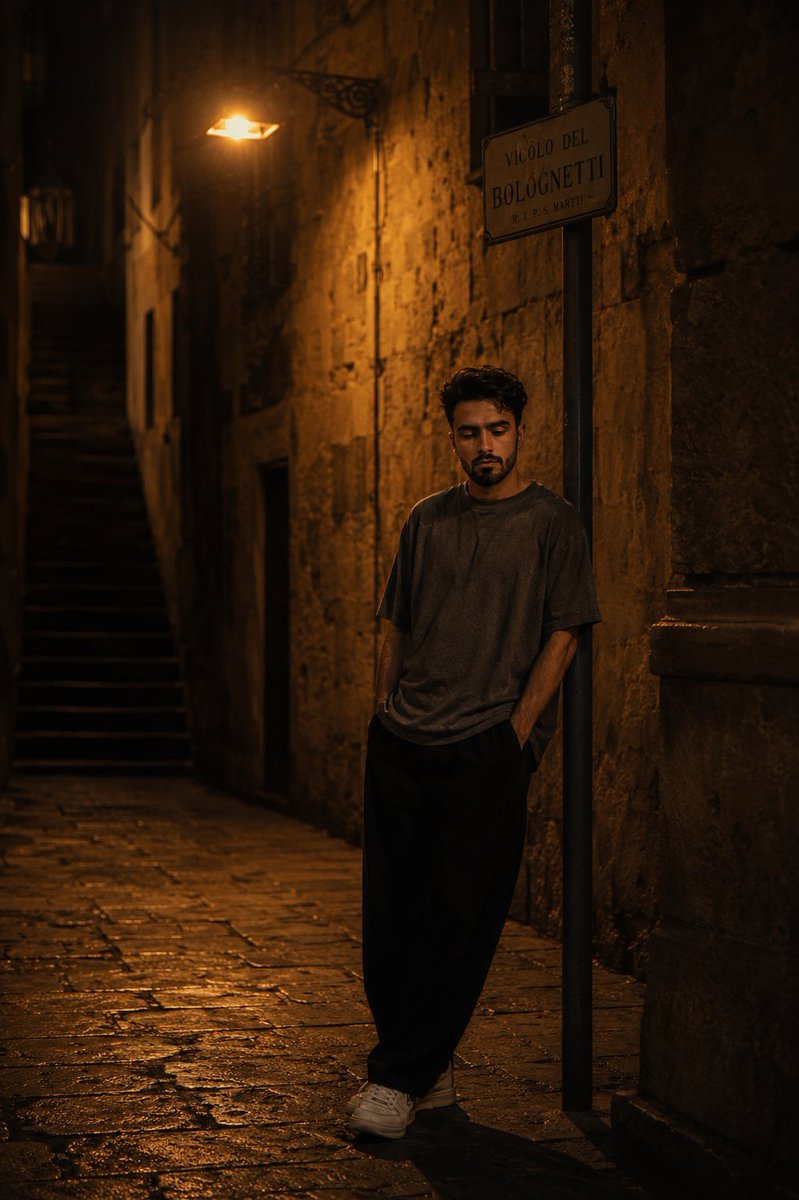 European Stone Alley Night Portrait