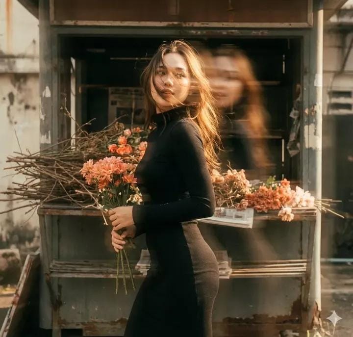 Vintage Film Double-Exposure Portrait