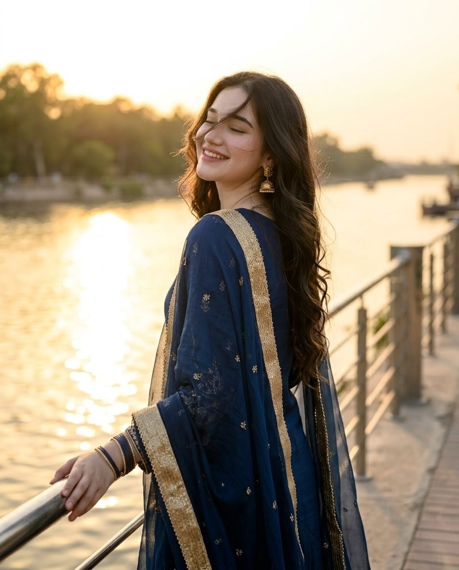 Golden Hour Riverside Portrait