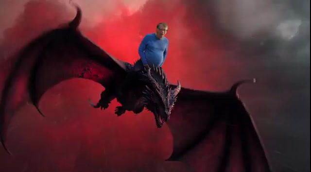 Pregnant Bill Gates riding a dragon