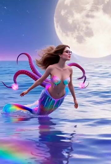 Radiant Mermaid in Psychedelic Ocean Video Prompt