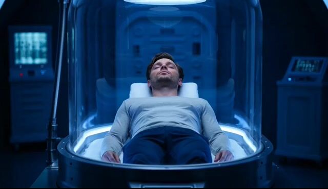 Video prompt of a man in deep cryosleep