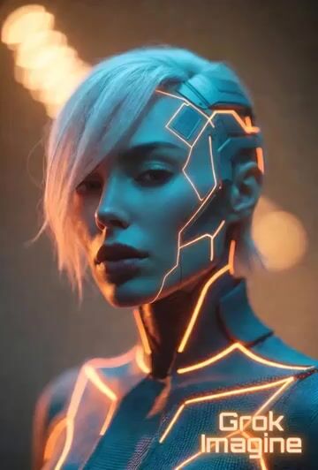 Grok Imagine Video Prompt: Cyberpunk Futuristic Woman