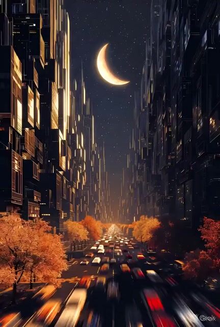 Futuristic Abstract City at Night