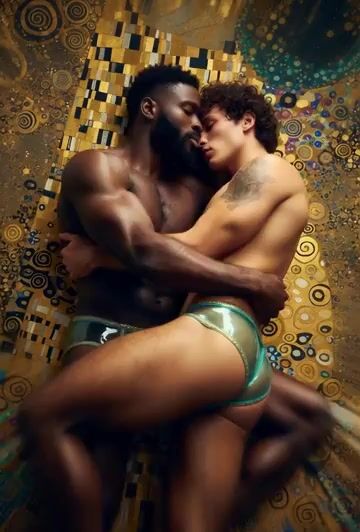 Muscular men intimate embrace cinematic video