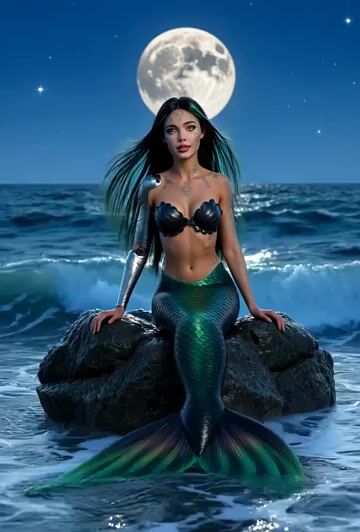 Ethereal Russian robot mermaid longing for land