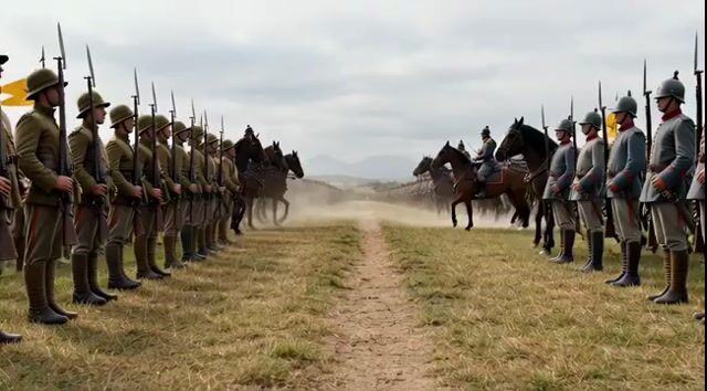 Grok Imagine prompt for a large army standoff