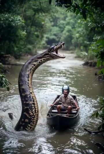 Grok Imagine prompt for a giant anaconda attack scene