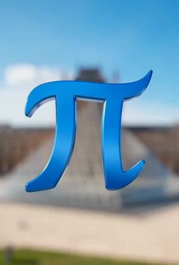Pi symbol transforming into Louvre Museum