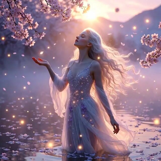 Cherry Blossom Lake Video Prompt