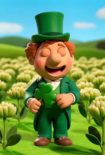 Grok Imagine prompt for claymation leprechaun video