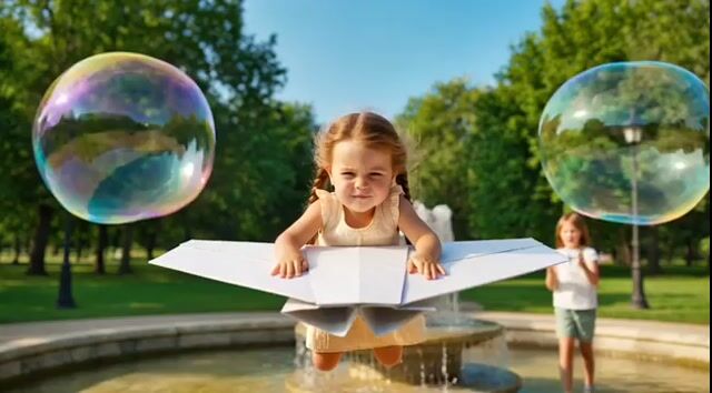 Hyperrealistic Soap Bubbles in a Park