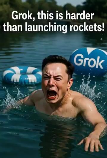 Funny anime-style scene of Elon Musk swimming