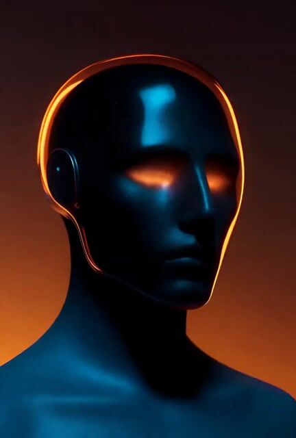 Cinematic Studio Photograph of a Sleek, Glowing Humanoid Figure