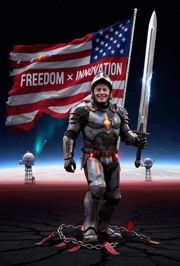 Grok Imagine prompt: Epic cinematic portrait of Elon Musk as a knight