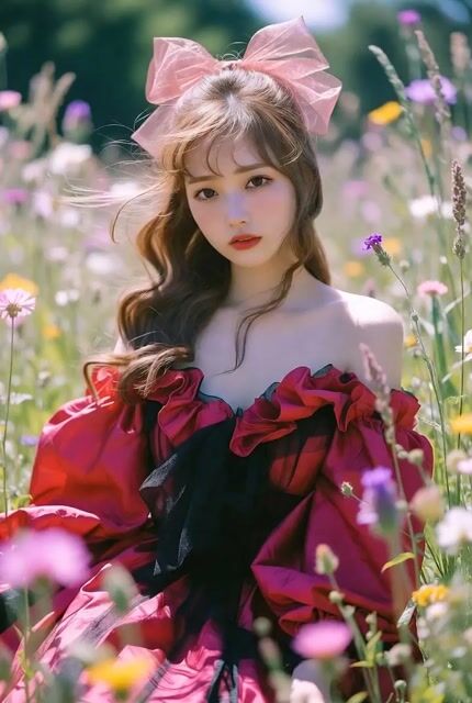 Japanese Woman in Wildflower Meadow Video
