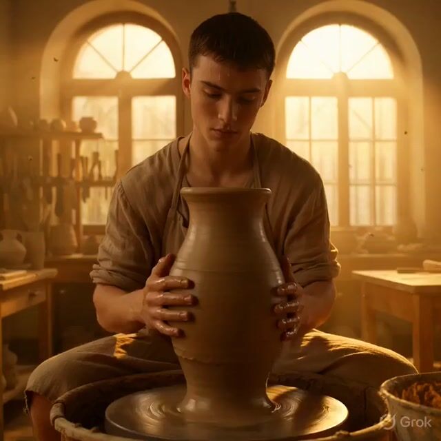 Grok Imagine Video Prompt: Photorealistic Portrait of a Potter