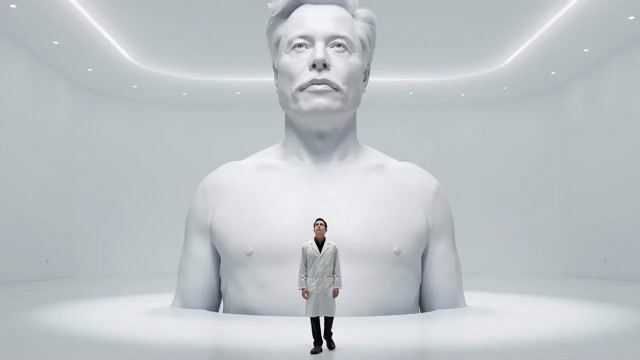 Colossal Elon Musk Head Sculpture Video