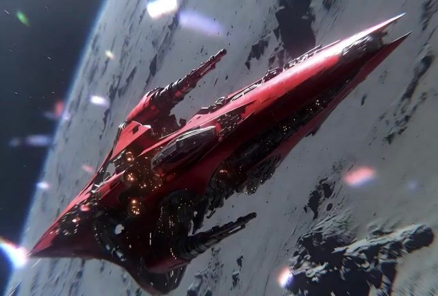 Crimson Cosmic Warship Descent Video