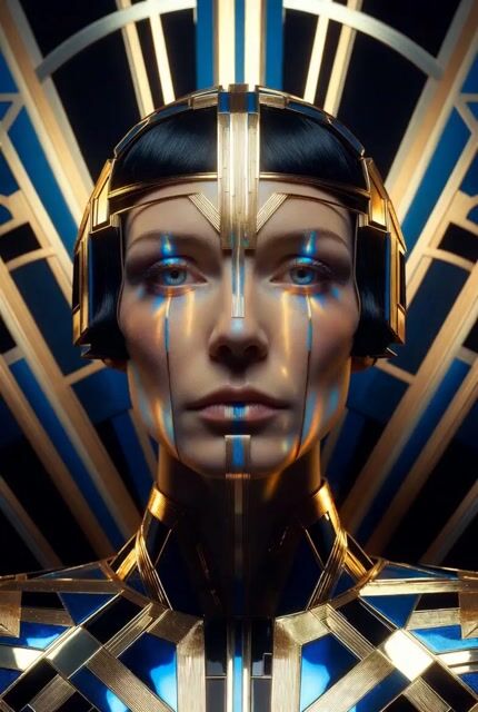 Ultra Sharp Close-up Portrait of an Art Deco Queen