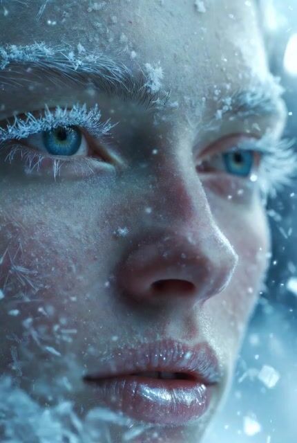 Extreme Close-up Portrait of an Ice Queen