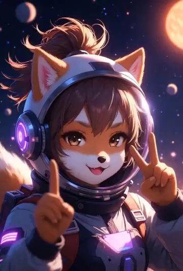 Shiba Inu Girl in Space Outfit Video
