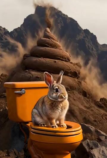 Humorous Bunny on Toilet Video Prompt
