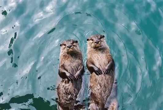 Calm, organic movement video prompt of otters
