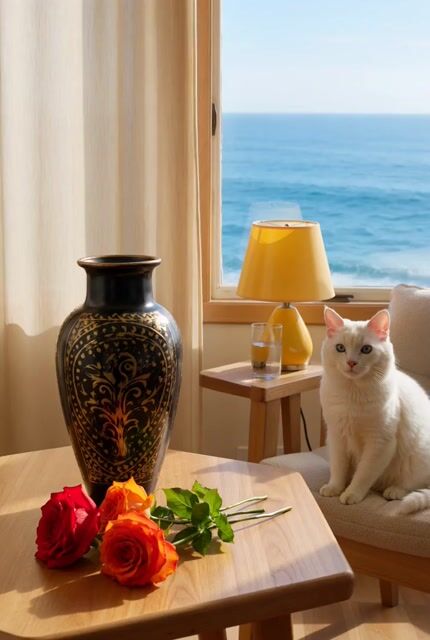 Vase and roses still life