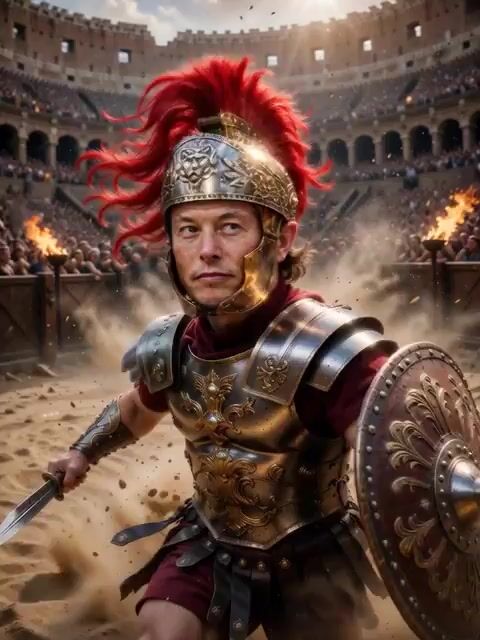 Roman Gladiator in Ancient Arena
