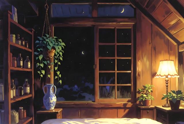 Cozy Vintage Japanese Anime Interior