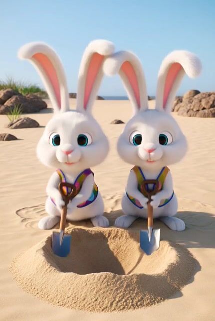 Easter Bunnies Falling Through a Portal