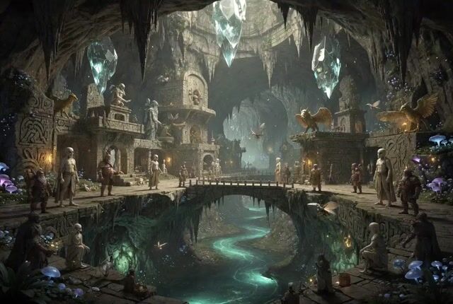 Grok Imagine prompt: Subterranean advanced civilizations