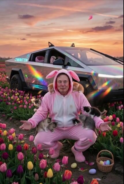 Cyberkitten Tulip Field Easter Scene