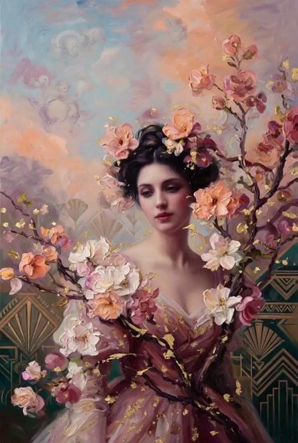Grok Imagine Prompt: Woman with Blooming Branches