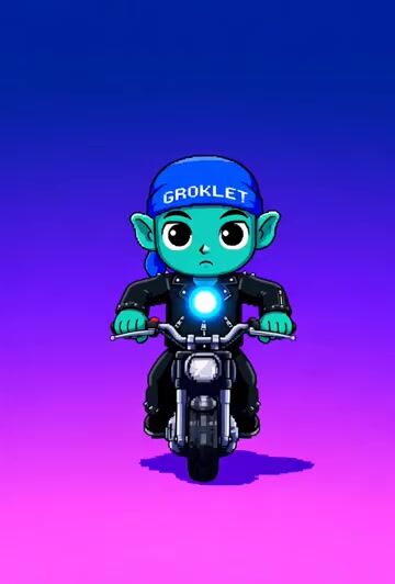 Pixel Art Groklet Riding Solo Prompt