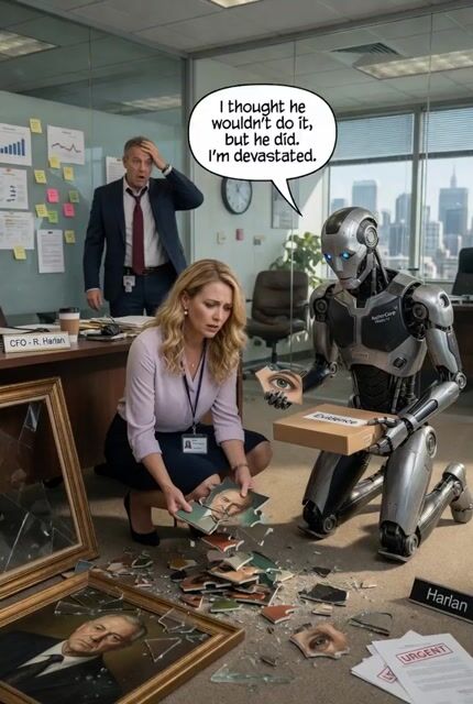 Woman and Robot in Office