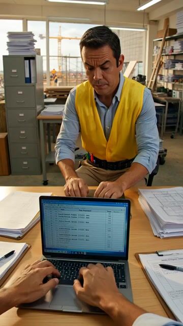 Busy Construction Manager Scene