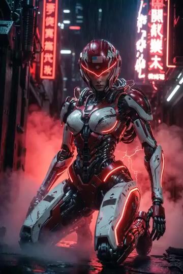 Cyberpunk Mecha Warrior Video Prompt