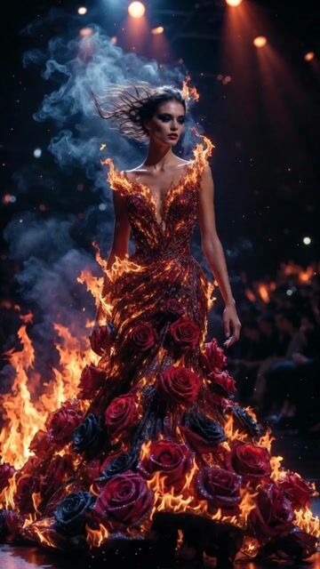 Flame and Rose Couture Catwalk