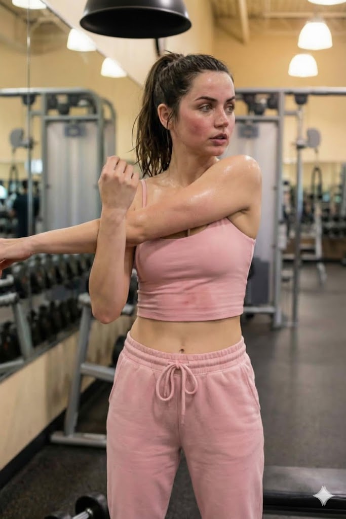 Post-Workout Stretching Session at the Gym